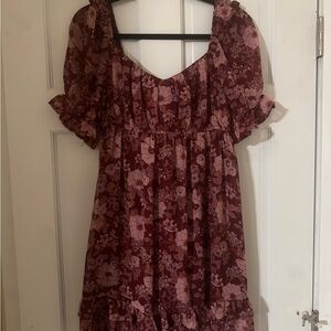 Floral Burgundy Dress